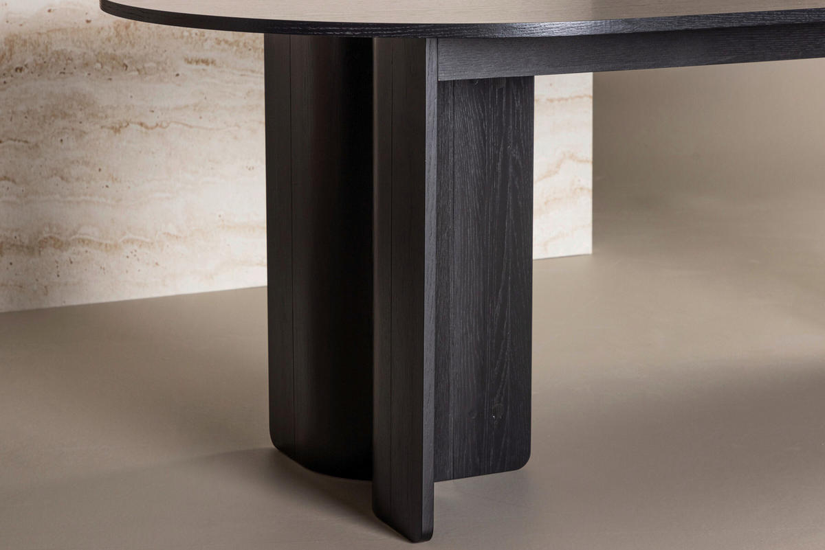 MATBORD 220/100/75 cm massivt trä  trä oval svart  - svart, Modern, trä (220/100/75cm) - Livetastic