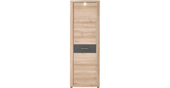 GARDEROBENSCHRANK 68/201/40 cm - Dunkelgrau/Buchefarben, KONVENTIONELL, Holzwerkstoff/Metall (68/201/40cm) - Voleo