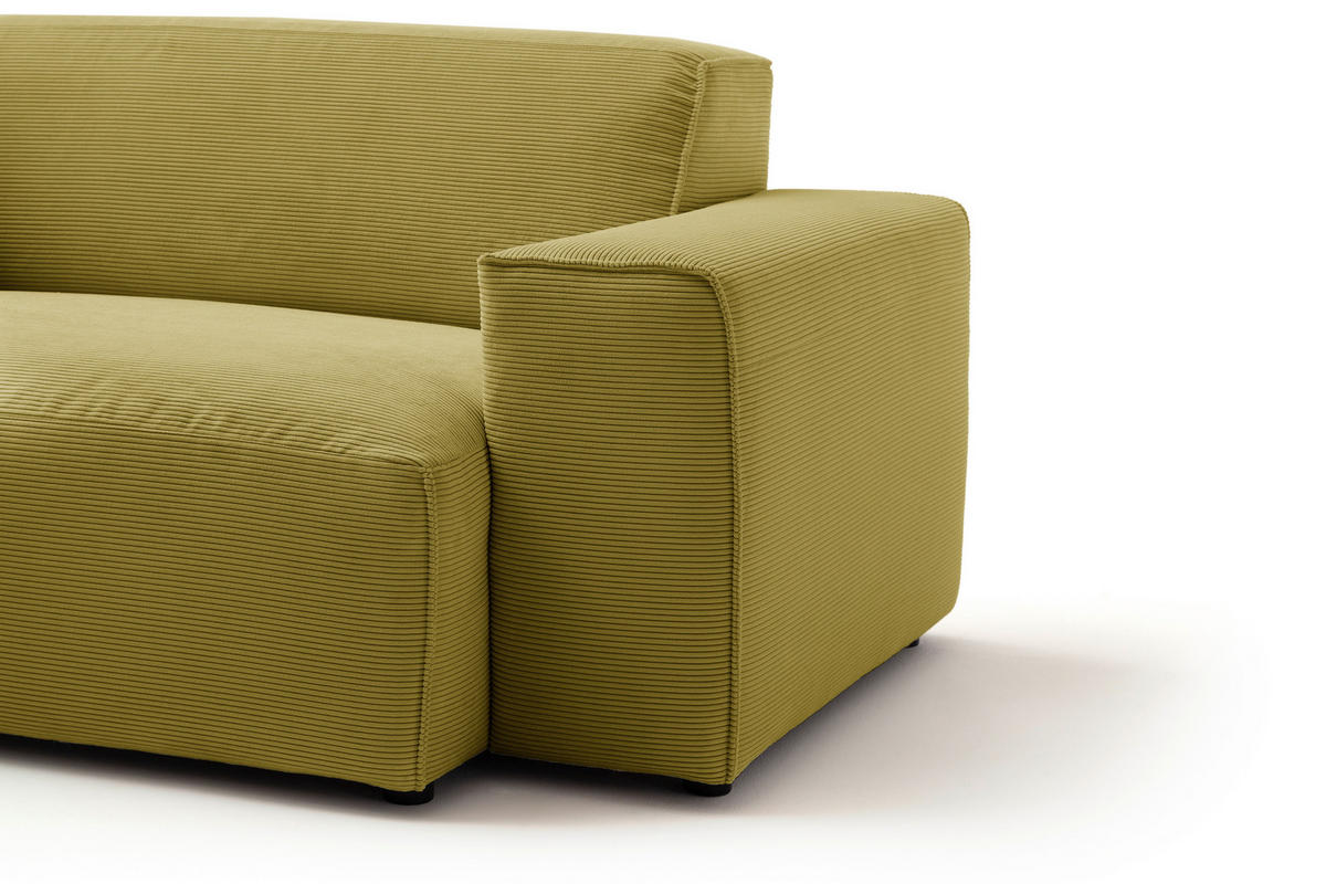 ECKSOFA in Cord Gelb, Grün  - Gelb/Schwarz, Design, Kunststoff/Textil (189/230cm) - Pure Home Lifestyle