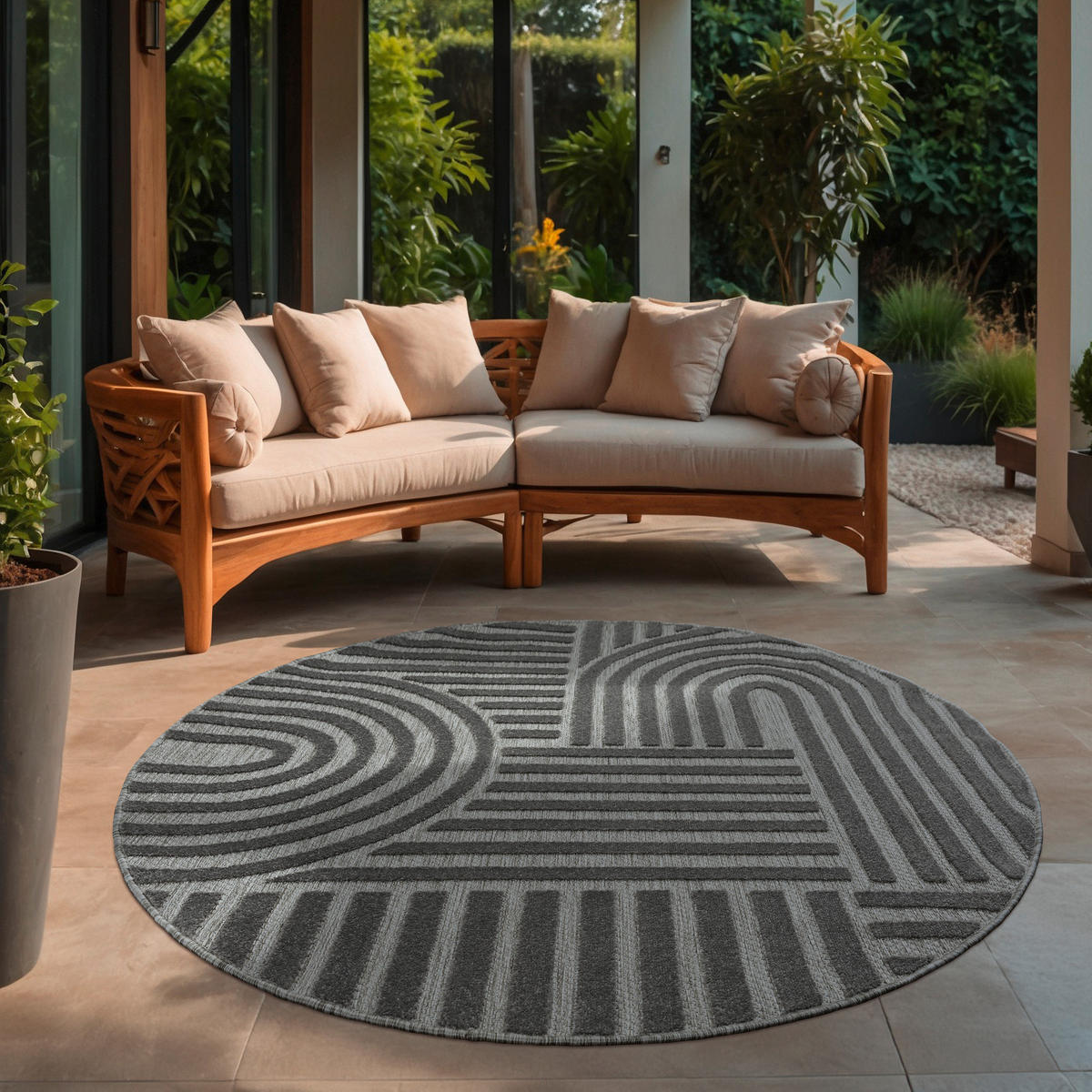 OUTDOORTEPPICH 200 cm Berlin Grau  - Grau, Basics, Kunststoff/Textil (200cm)