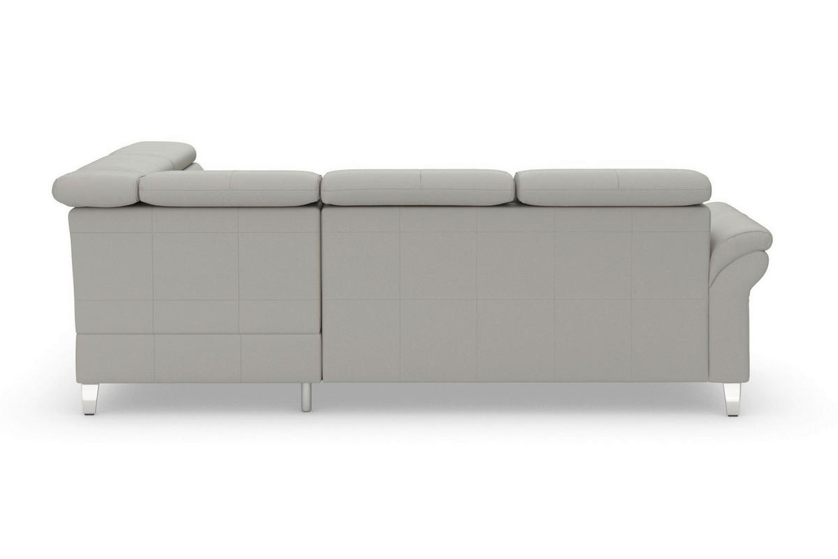 ECKSOFA  Echtleder Hellgrau  - Chromfarben/Hellgrau, Basics, Leder/Metall (245/194cm) - Sit & More