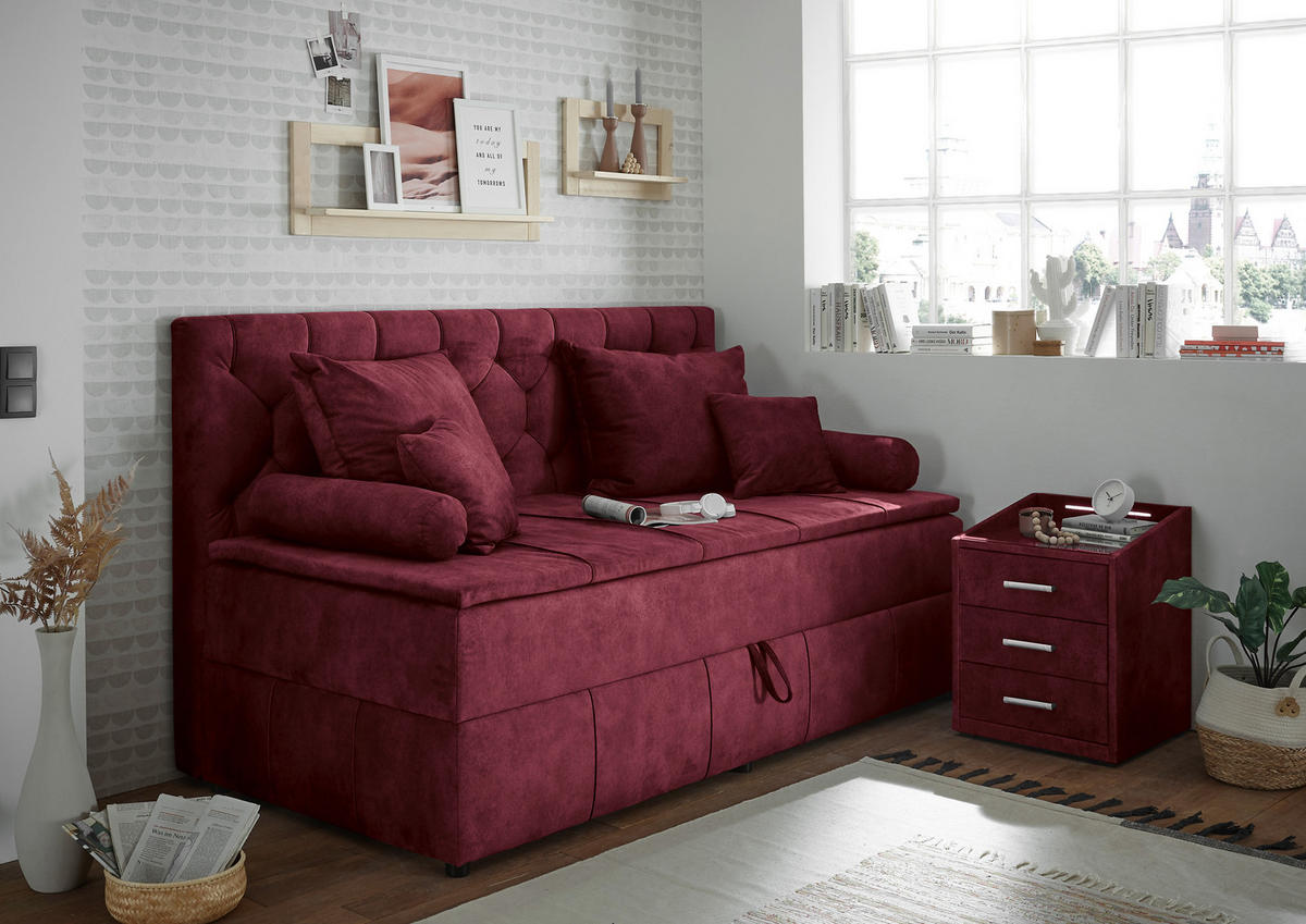 NACHTTISCH 47/61/46 cm  Bordeaux  - Bordeaux/Silberfarben, Modern, Holzwerkstoff/Kunststoff (47/61/46cm) - MID.YOU