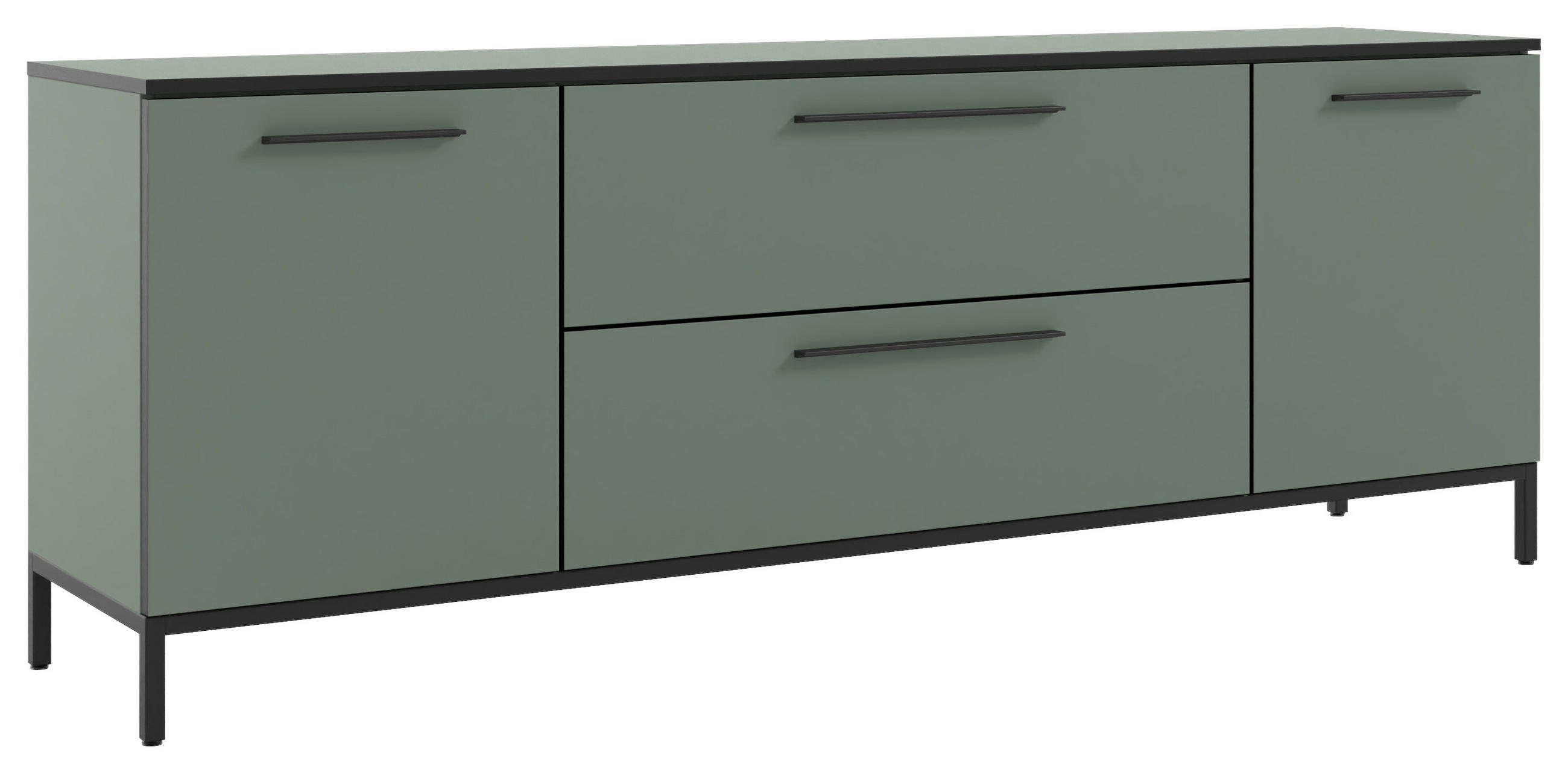 LOWBOARD Soul  in 180/66/40 cm  - Schilfgrün/Schwarz, MODERN, Holzwerkstoff/Metall (180/66/40cm)