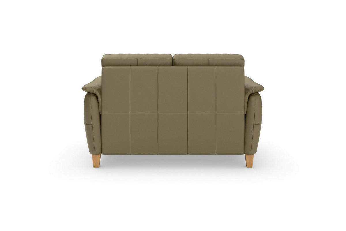 DVOUMÍSTNÁ POHOVKA, olivově zelená, pravá kůže - barvy dubu/olivově zelená, Basics, dřevo/kůže (149/89/89cm) - Sit & More