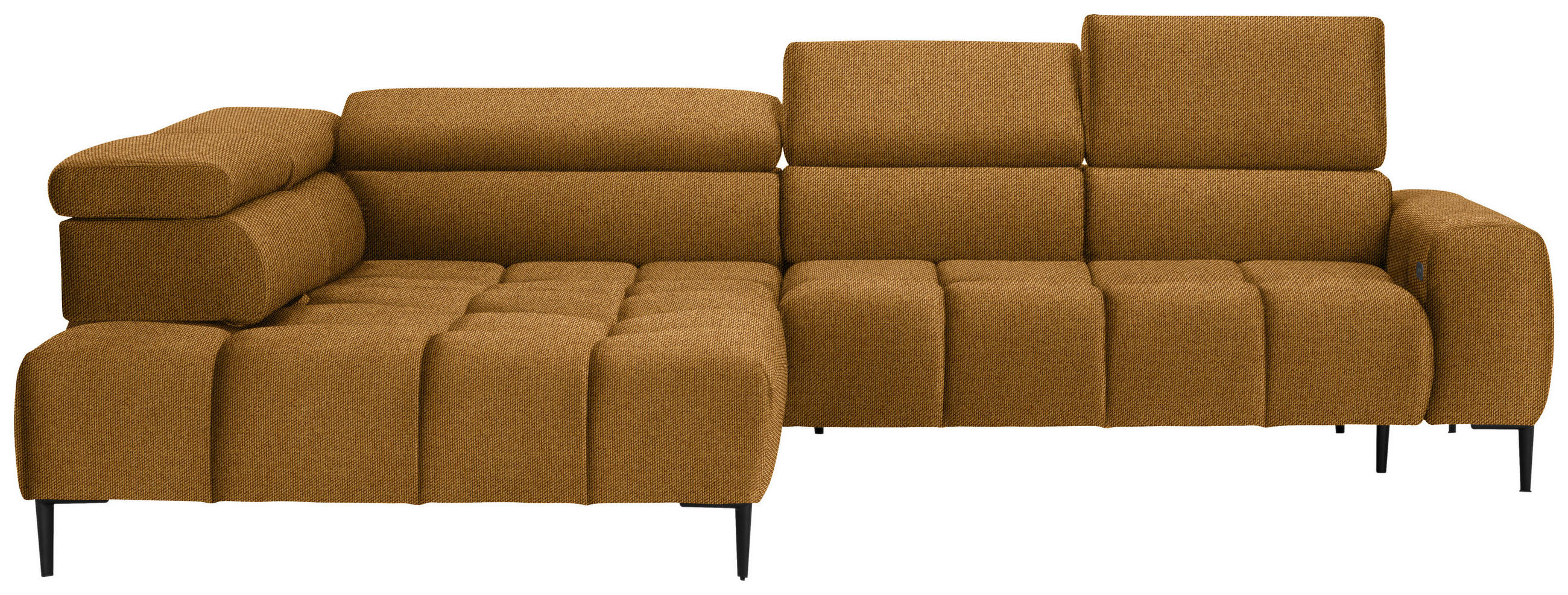 ECKSOFA Currygelb Webstoff  - Currygelb/Schwarz, Design, Textil/Metall (216/300cm) - Welnova