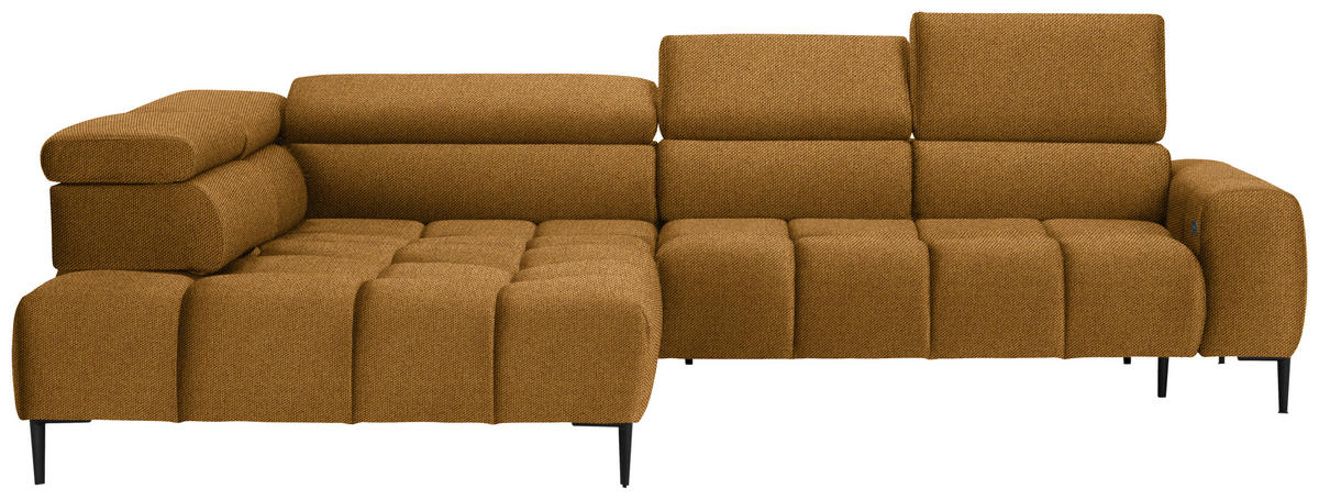 ECKSOFA in Webstoff Currygelb  - Currygelb/Schwarz, Design, Textil/Metall (216/300cm) - Welnova