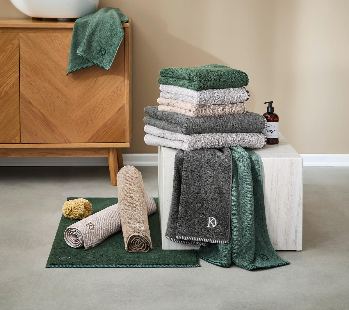 BADEMATTE Dunkelgrün 50/80 cm  - Dunkelgrün, KONVENTIONELL, Textil (50/80cm) - Dieter Knoll