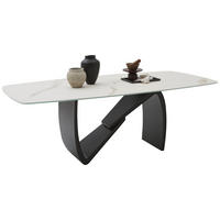 ESSTISCH in Metall, Keramik 220/110/76 cm  - Beige/Schwarz, Design, Keramik/Metall (220/110/76cm) - Emilio Belluti