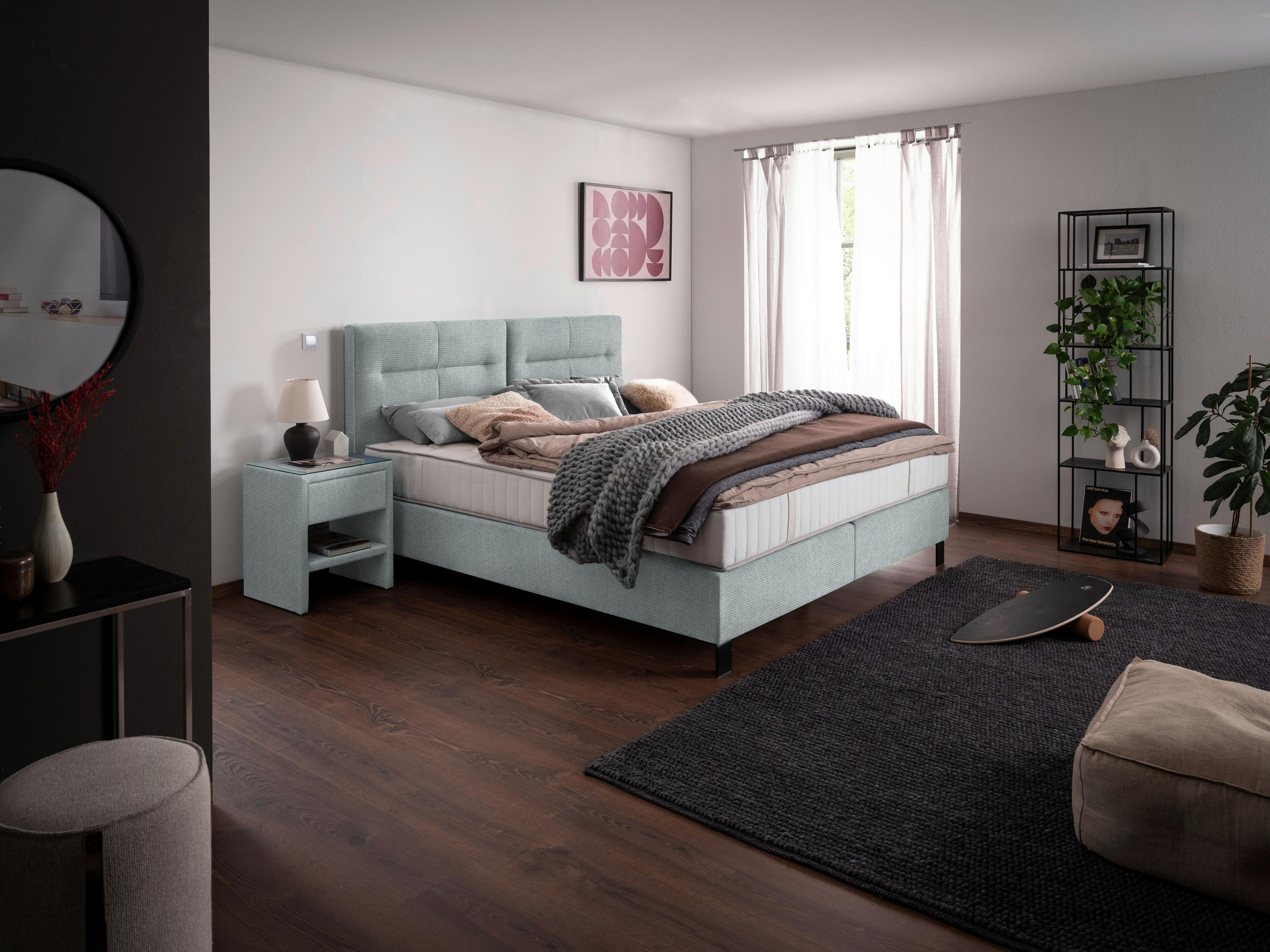 BOXSPRINGBETT 240/220 cm  in Platinfarben  - Platinfarben/Schwarz, Konventionell, Textil/Metall (240/220cm) - Esposa