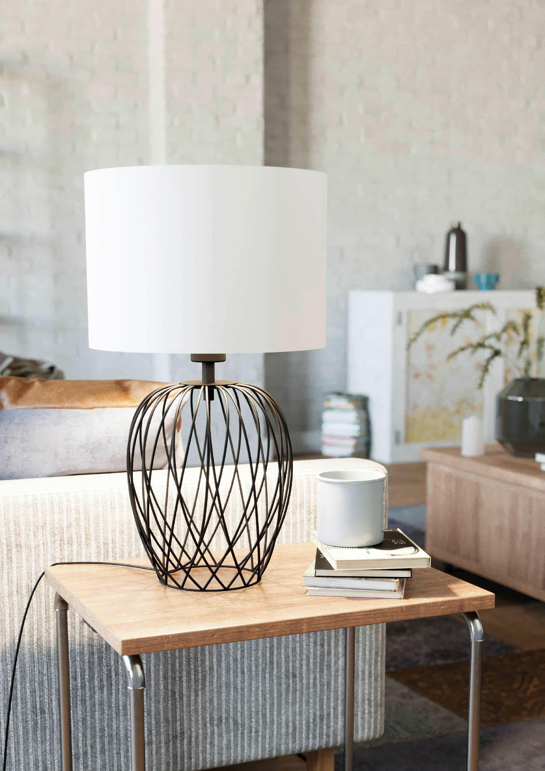 BORDSLAMPA 30/51,5 cm   - vit/svart, Klassisk, metall/textil (30/51,5cm) - Eglo