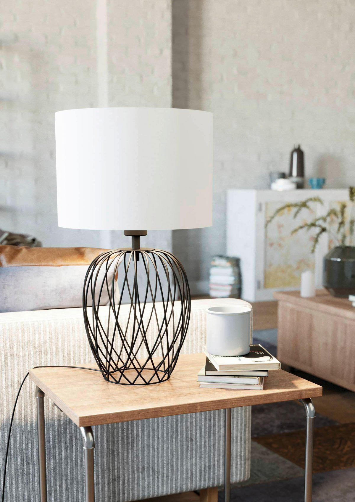 BORDSLAMPA 30/51,5 cm   - vit/svart, Klassisk, metall/textil (30/51,5cm) - Eglo