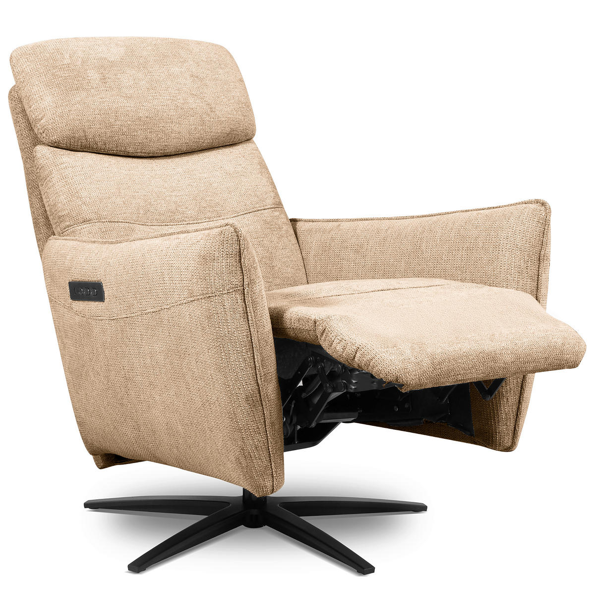 RELAXSESSEL in Textil Sandfarben  - Sandfarben/Schwarz, Design, Textil/Metall (77/107/88cm) - Livetastic