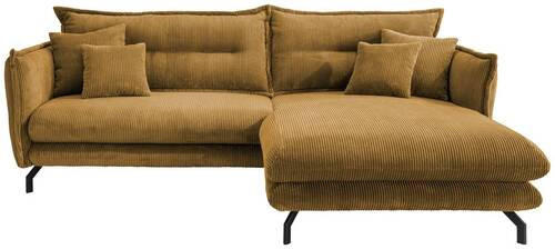 ECKSOFA in Cord Goldfarben  - Goldfarben/Schwarz, Modern, Textil/Metall (255/180cm) - Livetastic