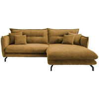 ECKSOFA in Cord Goldfarben  - Goldfarben/Schwarz, Modern, Textil/Metall (255/180cm) - Livetastic