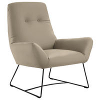 SESSEL in Echtleder Hellbraun  - Hellbraun/Schwarz, Design, Leder/Metall (82/102/81cm) - Pure Home Lifestyle