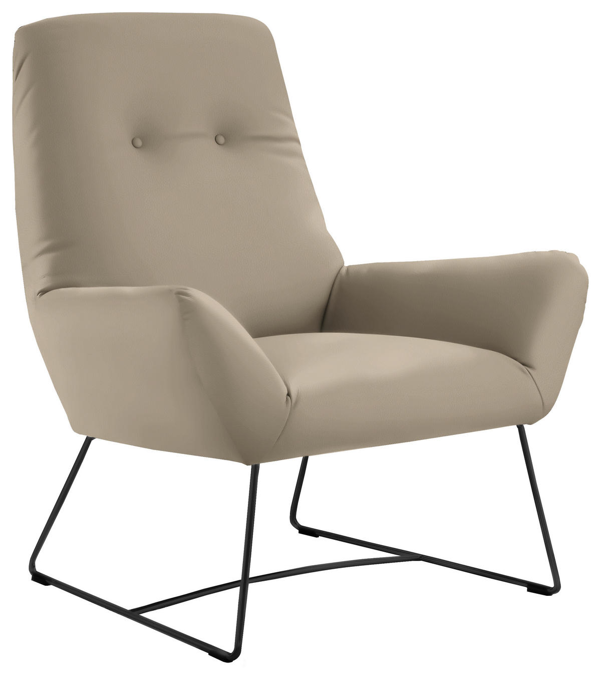 SESSEL in Echtleder Hellbraun  - Hellbraun/Schwarz, Design, Leder/Metall (82/102/81cm) - Pure Home Lifestyle