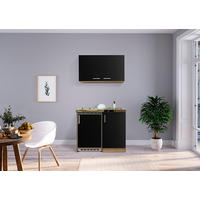 MINIKÖK 100 cm   i svart, Sonoma ek  - stålfärgad/Sonoma ek, Modern, metall/trämaterial (100cm) - Respekta