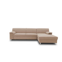 ECKSOFA Beige Webstoff  - Chromfarben/Beige, KONVENTIONELL, Textil/Metall (251/150cm) - MID.YOU