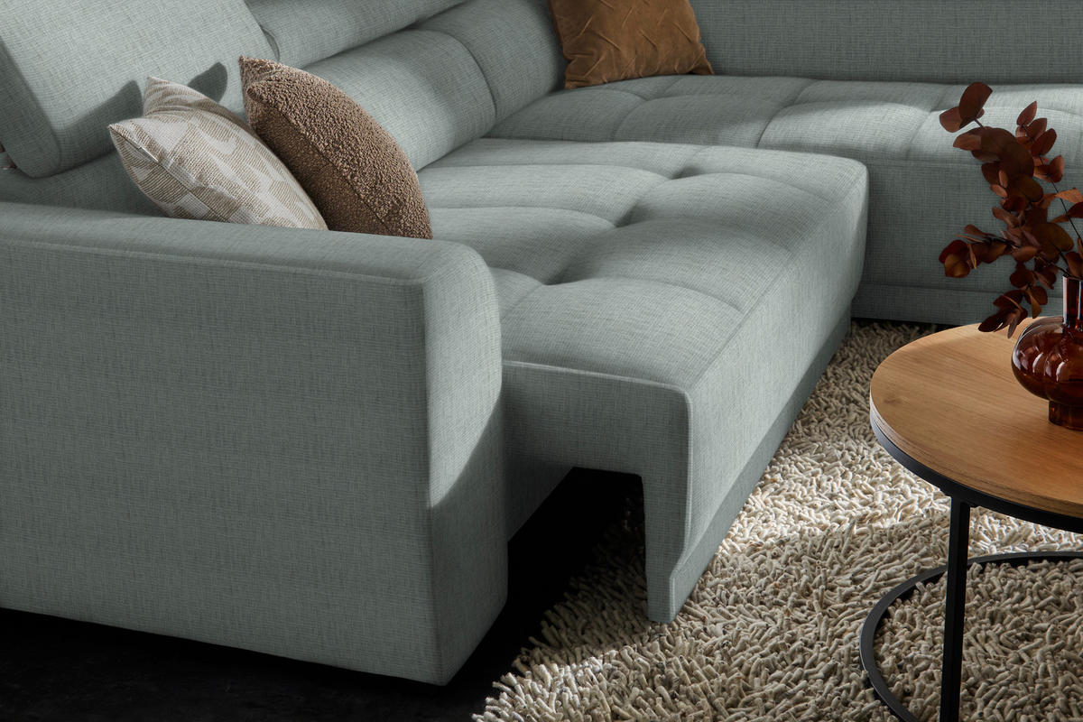ECKSOFA in Chenille Silberfarben  284/205 cm  - Silberfarben/Schwarz, Design, Kunststoff/Textil (284/205cm) - Xora