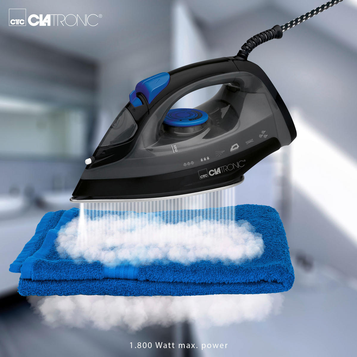 DAMPFBÜGELEISEN   - Blau/Schwarz, LIFESTYLE, Kunststoff (25,5/14/11cm) - Clatronic