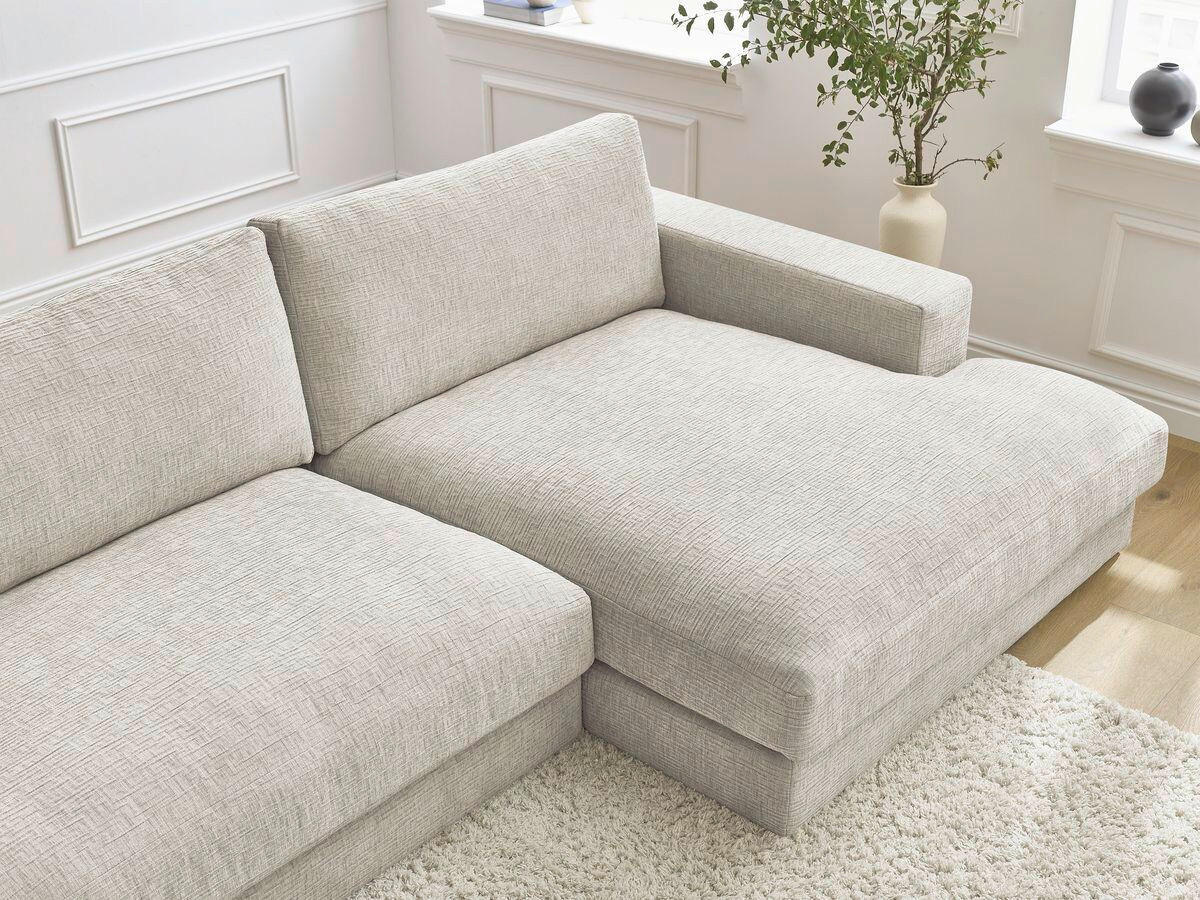 WOHNLANDSCHAFT LEONARD Beige Struktur  - Beige/Schwarz, MODERN, Kunststoff/Textil (159/404/159cm)