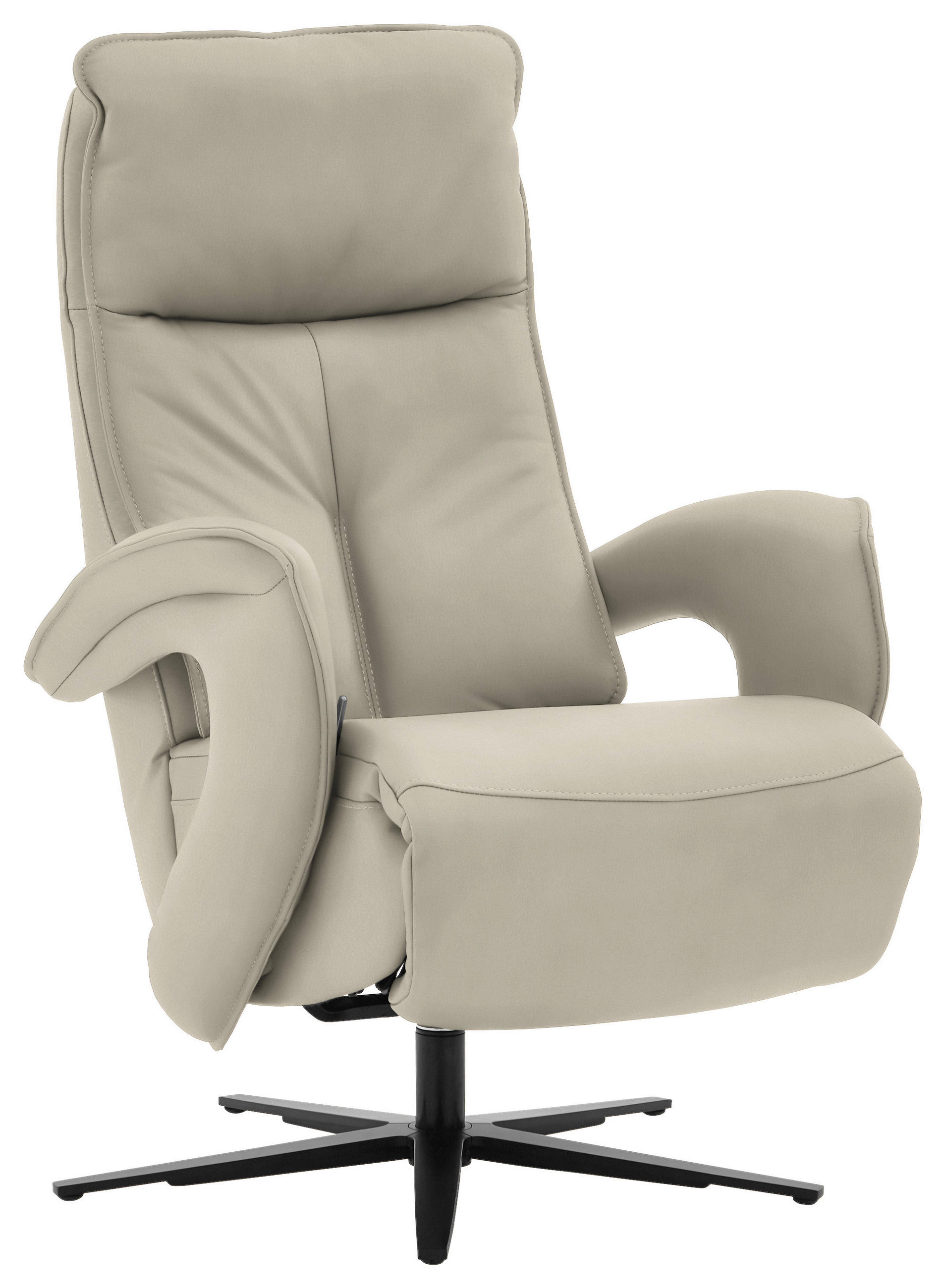 RELAXSESSEL in Leder Ecru  - Ecru/Schwarz, Design, Leder/Metall (77/110/87cm) - Valdera