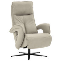 RELAXSESSEL in Leder Ecru  - Ecru/Schwarz, Design, Leder/Metall (77/110/87cm) - Valdera