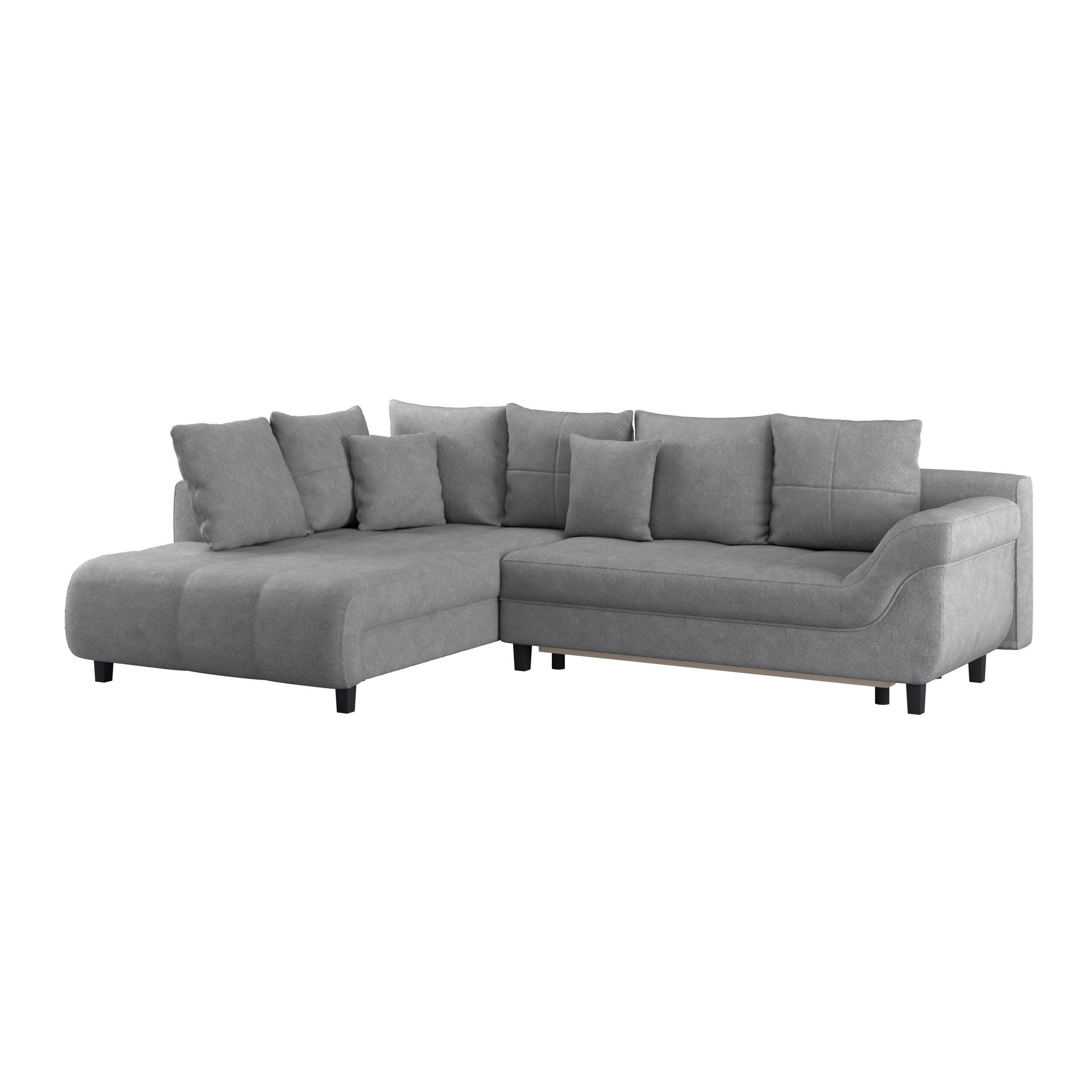 ECKSOFA Grau Webstoff  - Schwarz/Grau, Design, Holz/Textil (197/309cm) - Livetastic