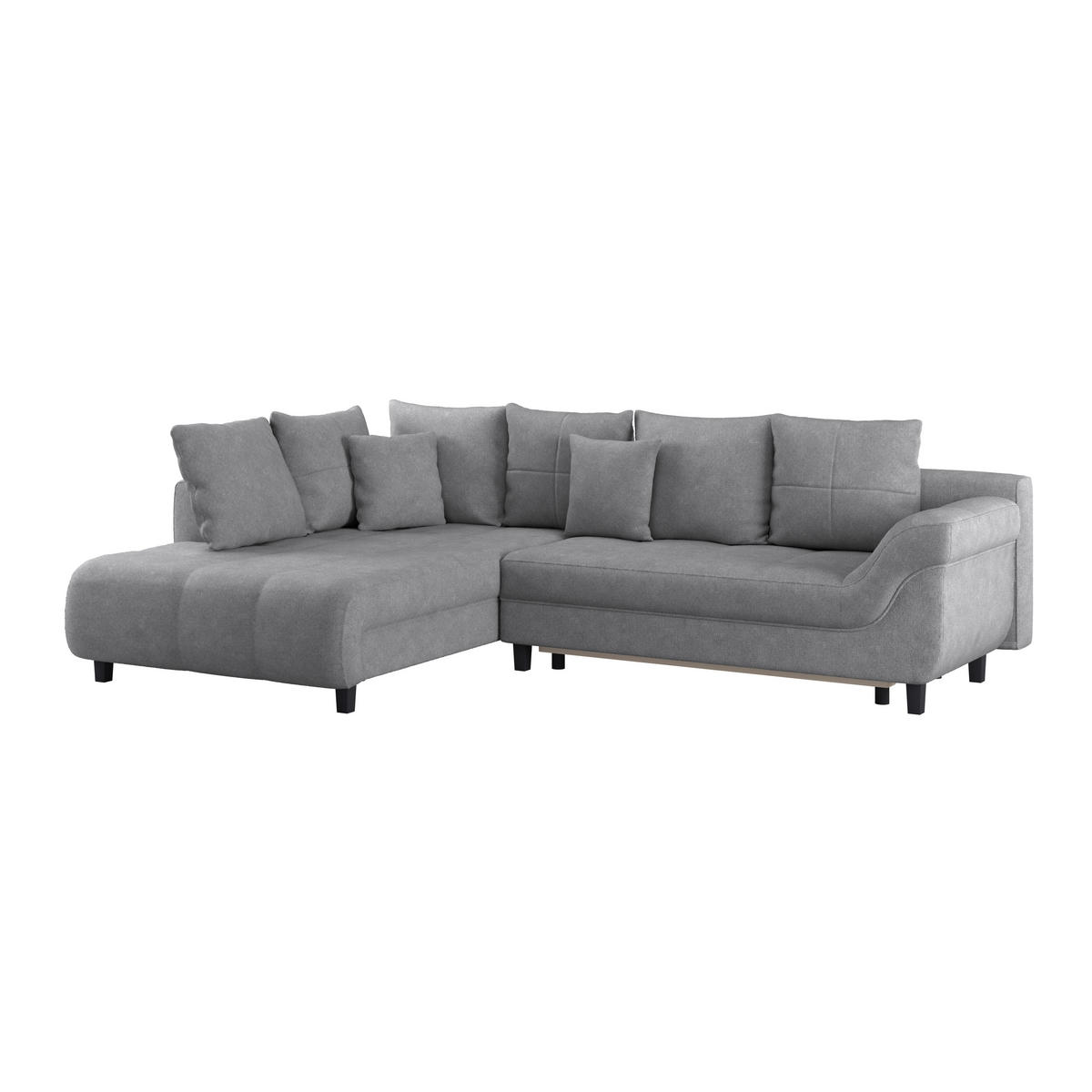 ECKSOFA Grau Webstoff  - Schwarz/Grau, Design, Holz/Textil (197/309cm) - Livetastic