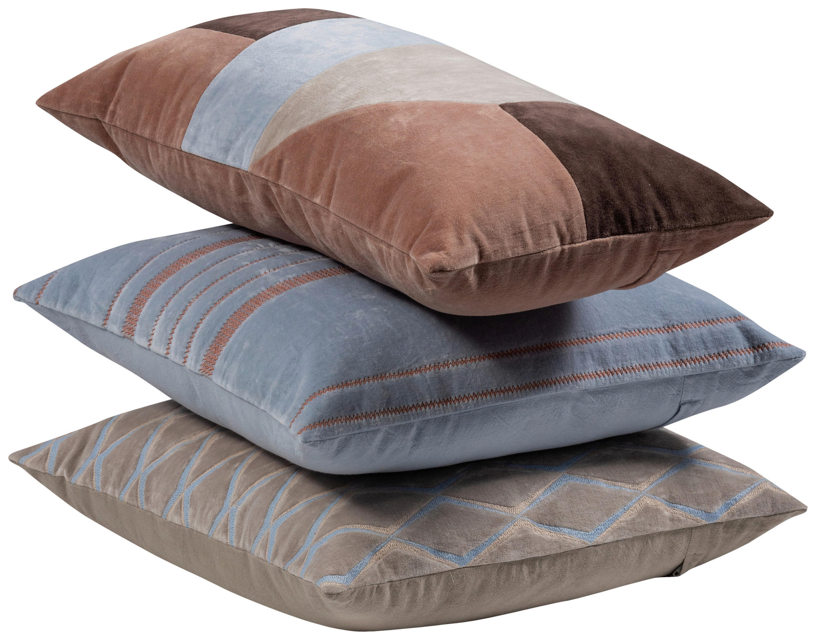 ZIERKISSENSET Laon 3-teilig 45/45 cm  - Blau/Naturfarben, Basics, Textil (45/45cm) - Livetastic