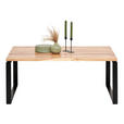 COUCHTISCH in Holz, Metall 110/60/43 cm - Schwarz/Akaziefarben, KONVENTIONELL, Holz/Metall (110/60/43cm) - Carryhome
