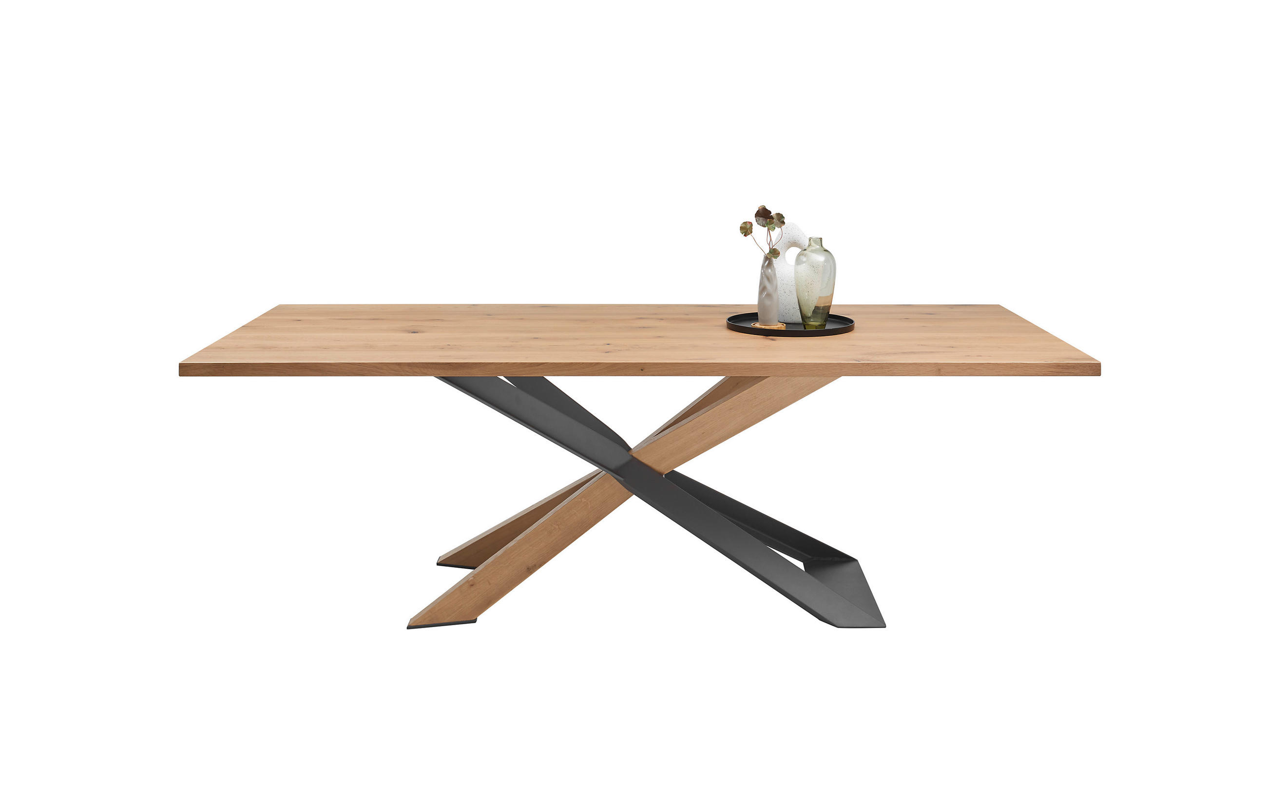 ESSTISCH in Holz, Metall 190/95/76 cm  - Eichefarben/Anthrazit, Natur, Holz/Metall (190/95/76cm) - Valnatura