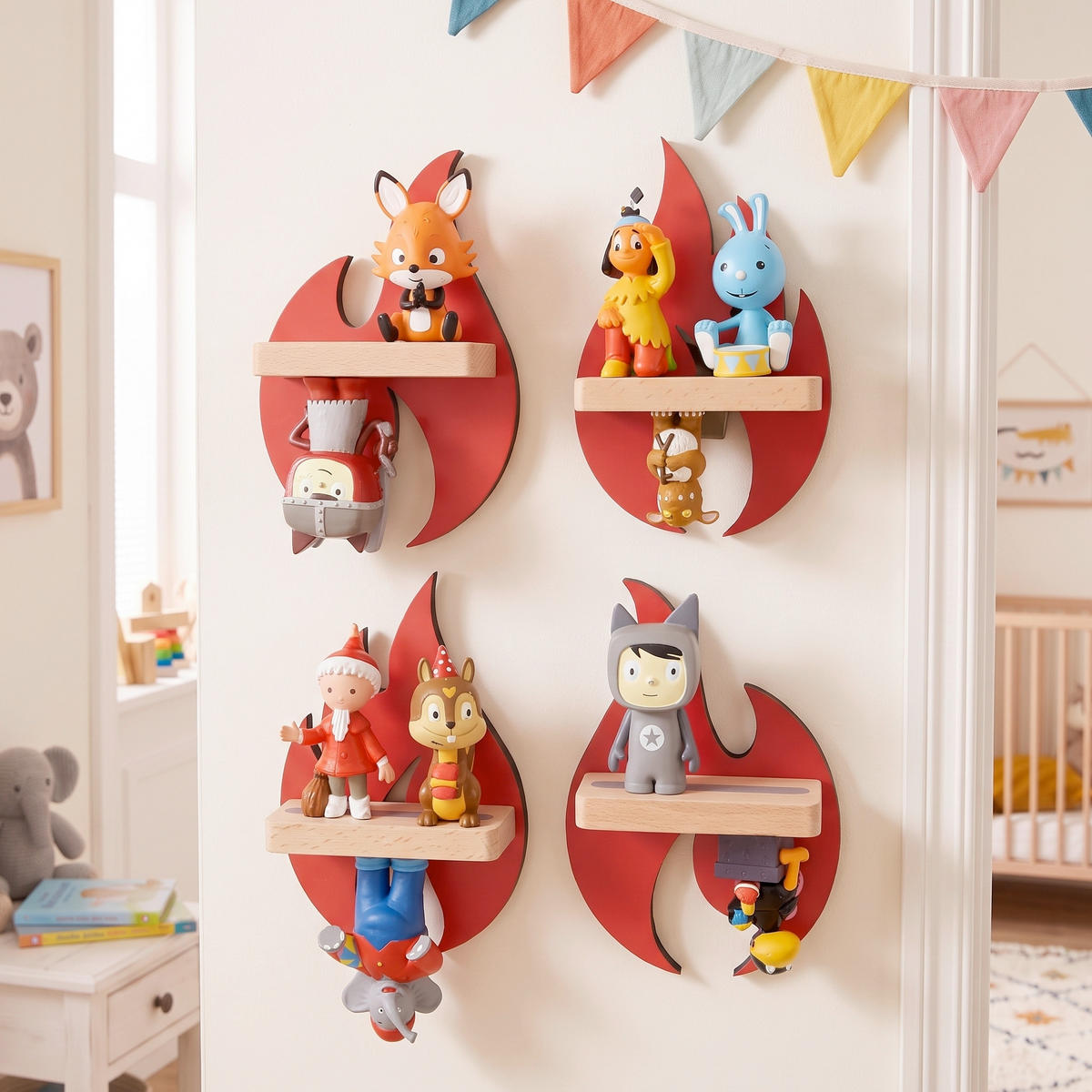 KINDERREGAL  - Rot, Modern, Holzwerkstoff (11/16/5cm) - Livetastic
