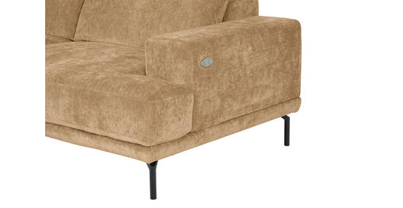 ECKSOFA Hellbraun Chenille Kopfteilverstellung, Sitztiefenverstellung  - Hellbraun/Schwarz, Design, Textil/Metall (243/307cm) - Xora
