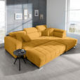 ECKSOFA in Mikrofaser Dunkelgelb  - Chromfarben/Dunkelgelb, Design, Textil/Metall (301/207cm) - Xora