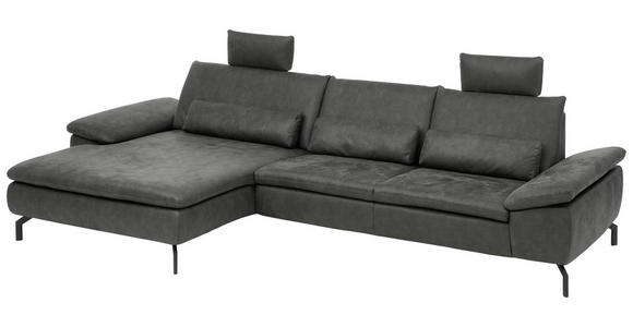 ECKSOFA Anthrazit Mikrofaser  - Anthrazit/Schwarz, Design, Textil/Metall (181/341cm) - Dieter Knoll