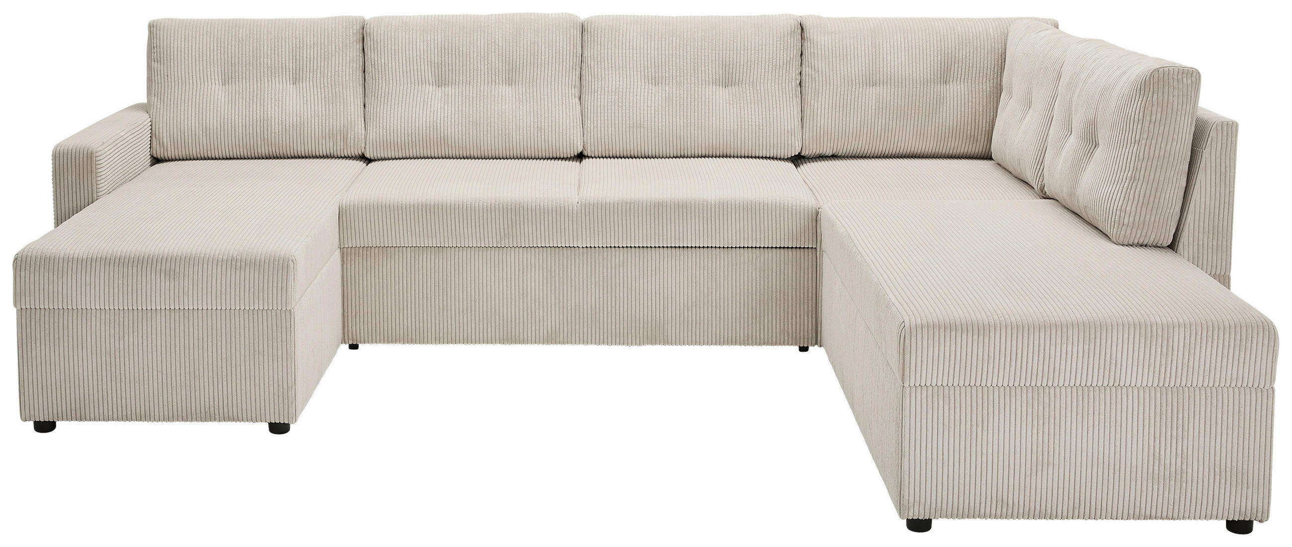 WOHNLANDSCHAFT Naturfarben Cord  - Schwarz/Naturfarben, KONVENTIONELL, Kunststoff/Textil (155/293/212cm) - Ti'me