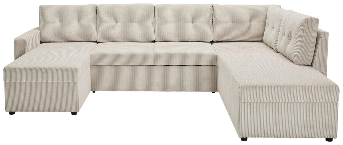 WOHNLANDSCHAFT in Cord Naturfarben  - Schwarz/Naturfarben, Konventionell, Kunststoff/Textil (126/293/155cm) - Ti'me