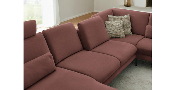 WOHNLANDSCHAFT  in Chenille, Flachgewebe Weinrot  - Weinrot/Schwarz, Design, Textil/Metall (180/344/208cm) - Dieter Knoll