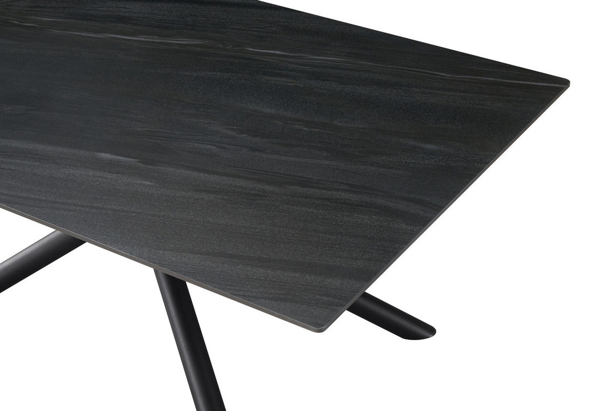 ESSTISCH rechteckig Dunkelgrau  - Dunkelgrau/Schwarz, MODERN, Stein/Metall (180/76/90cm) - MID.YOU