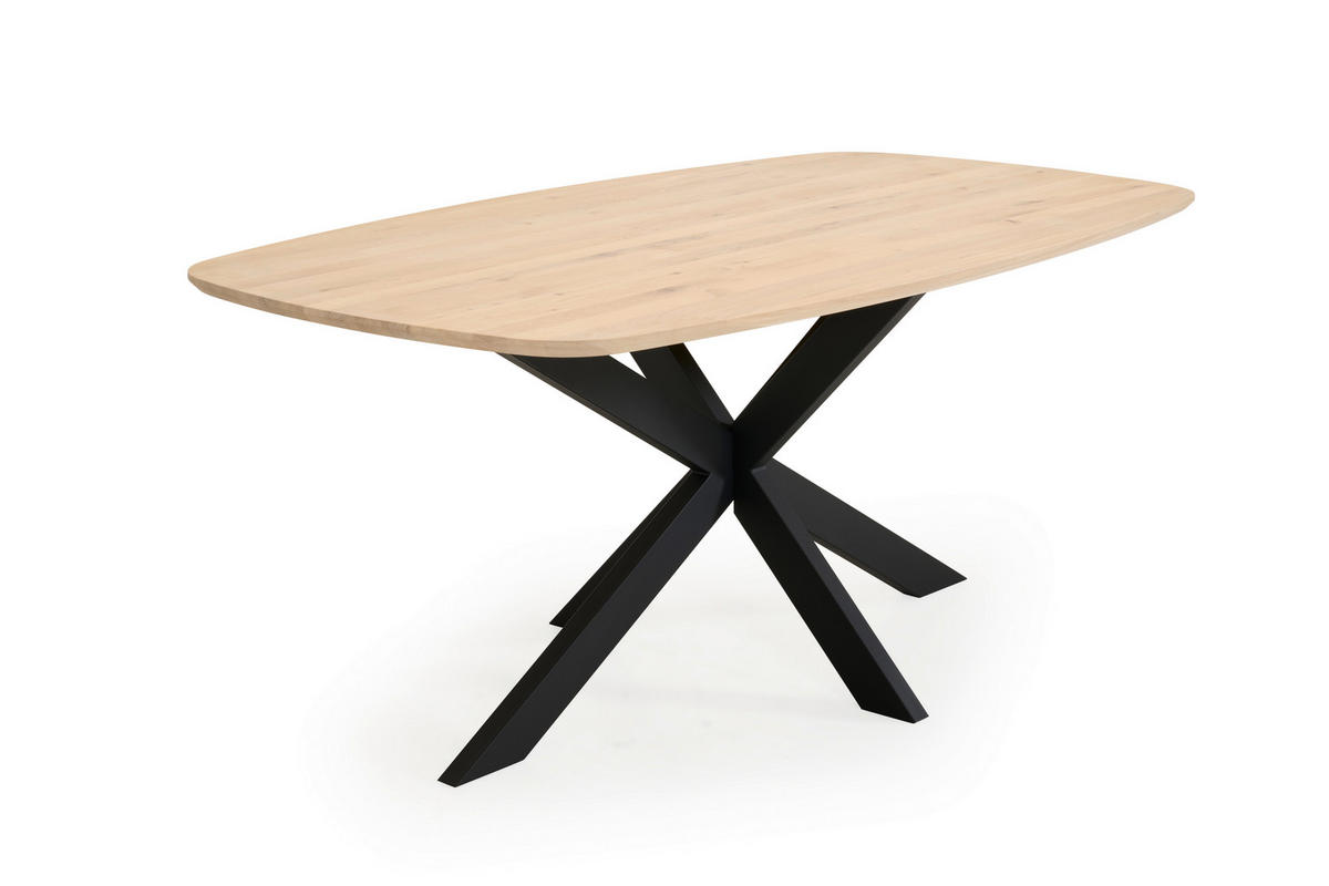 ESSTISCH Eiche vollmassiv oval Eichefarben  - Eichefarben/Schwarz, Design, Holz/Metall (180/100/76cm) - Welnova