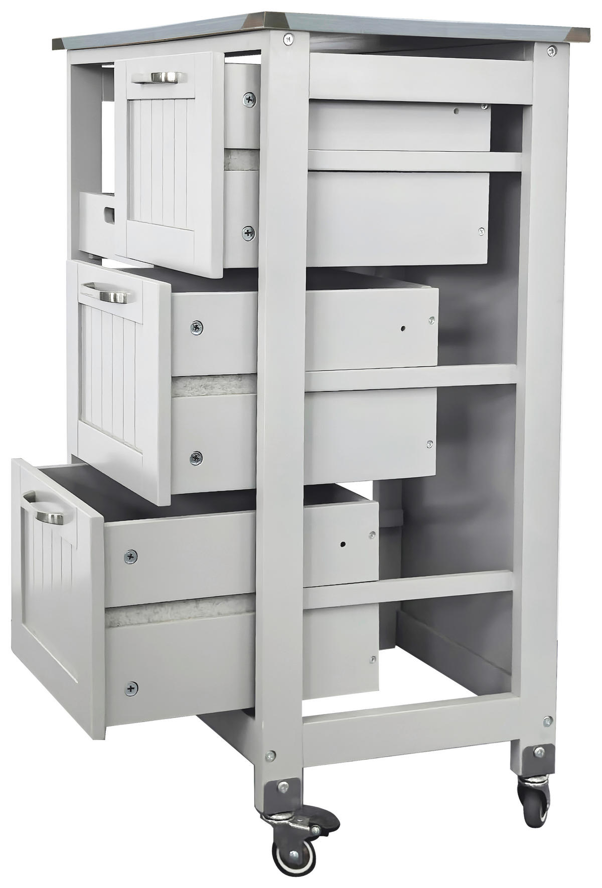 SERVIERWAGEN Weiß  - Silberfarben/Schwarz, Basics, Holzwerkstoff/Kunststoff (67/84/37cm) - MID.YOU