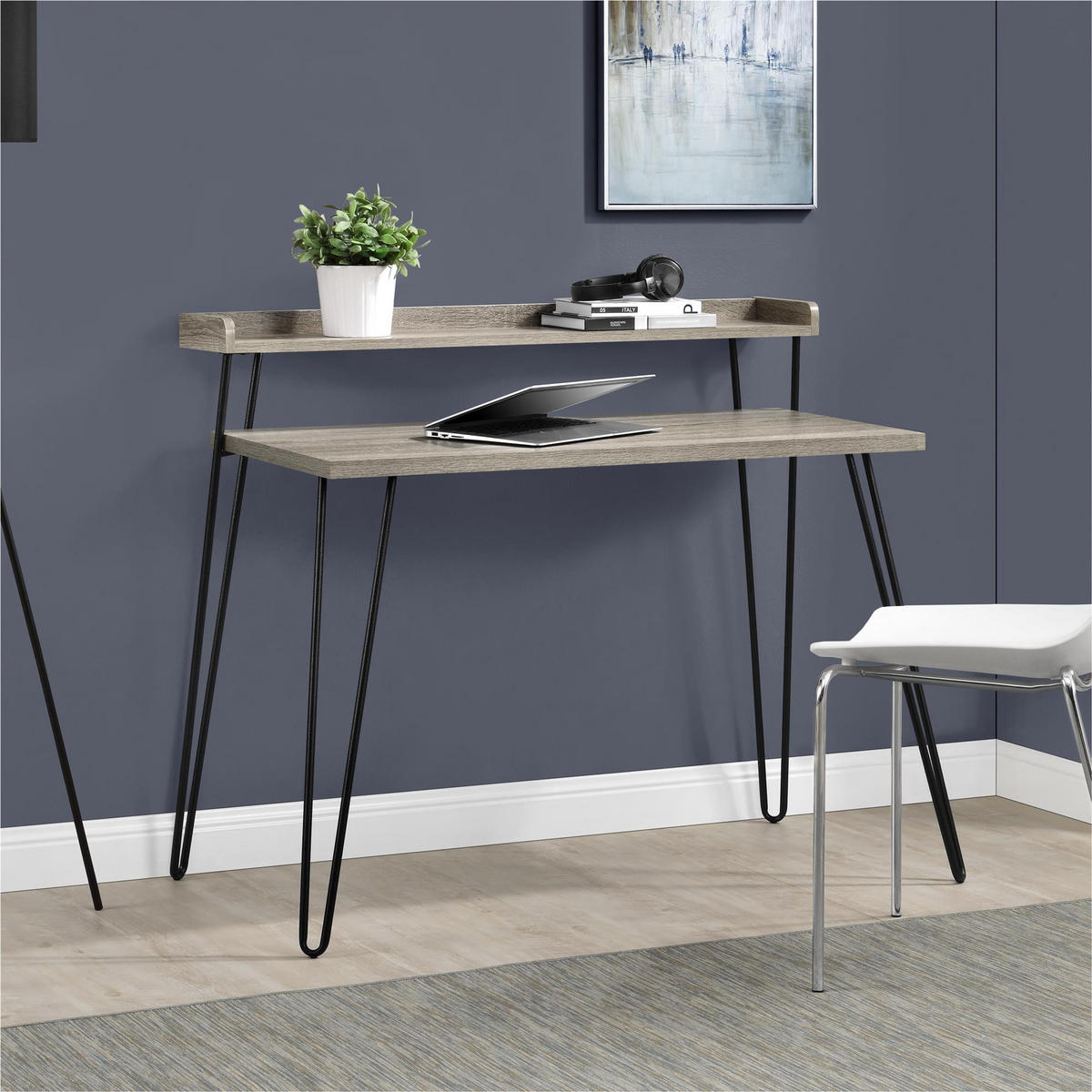 SCHREIBTISCH 112/89/60 cm  in Grau  - Schwarz/Grau, Design, Papier/Metall (112/89/60cm) - MID.YOU
