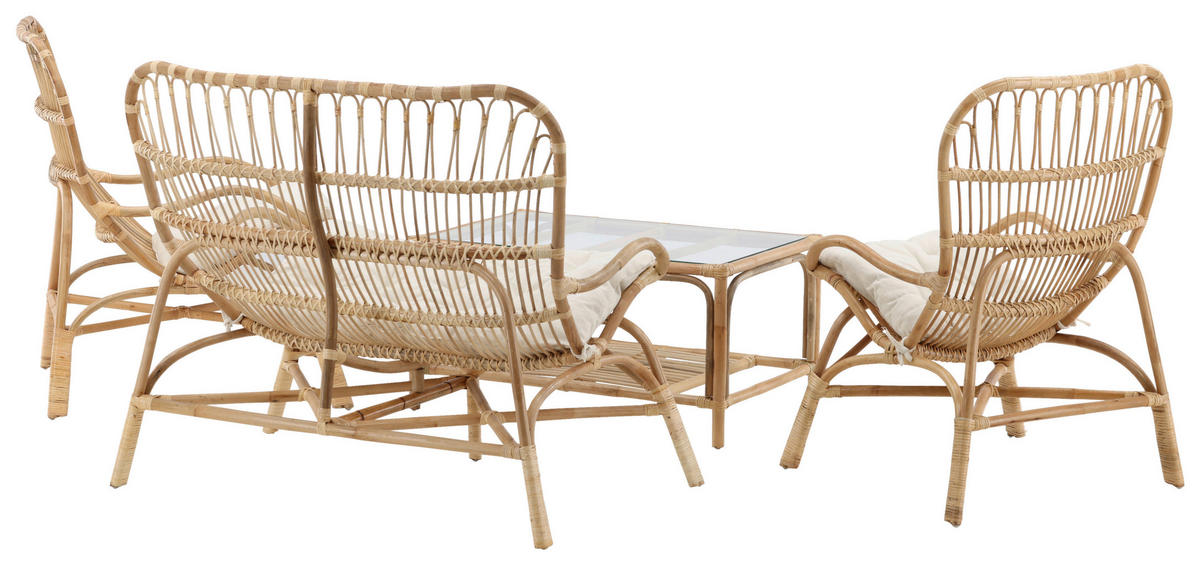LOUNGEGARNITUR Rattan  - Braun, KONVENTIONELL, Holz - Gardenson