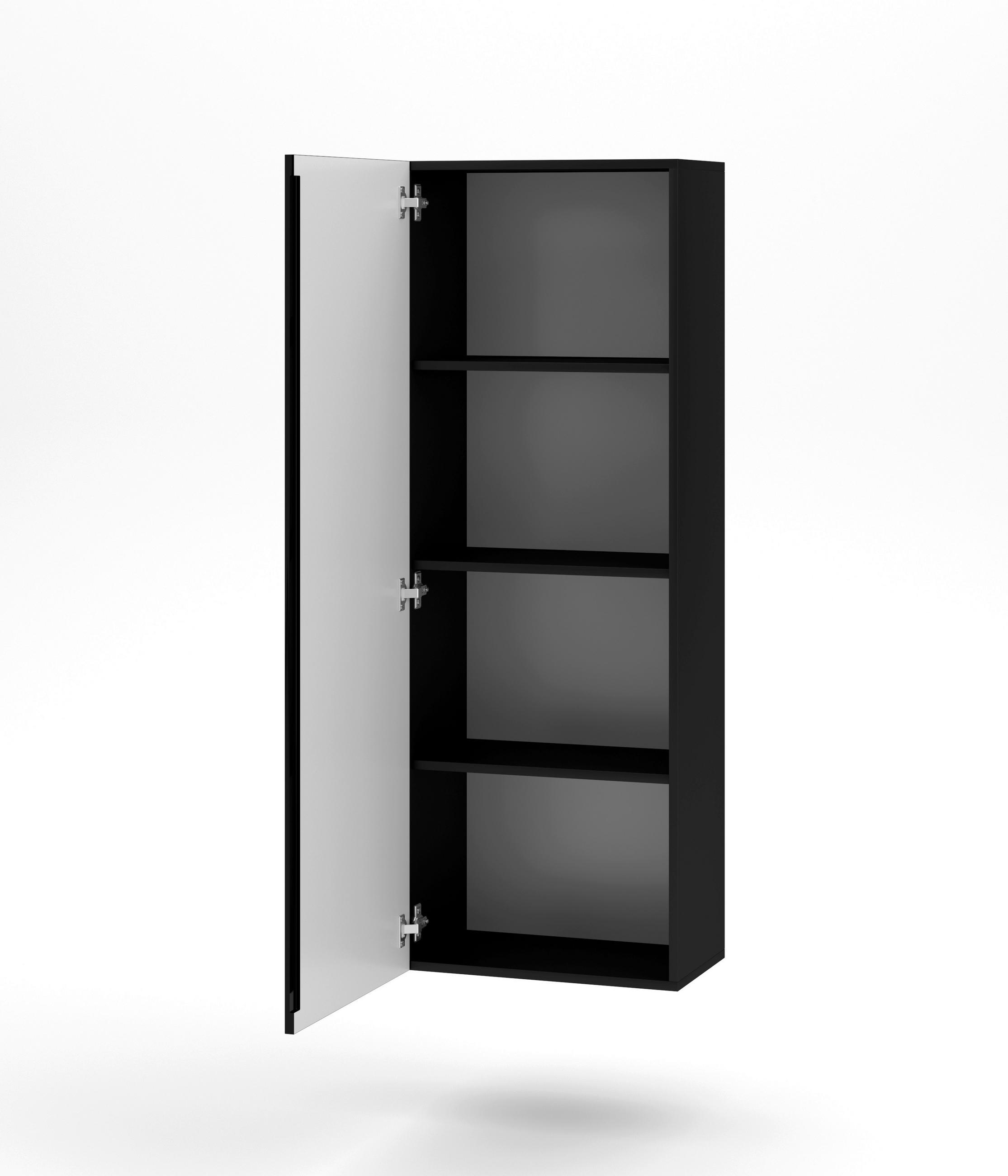 HÄNGEVITRINE in Schwarz, Schwarz Hochglanz  - Schwarz Hochglanz/Schwarz, Design, Glas/Holzwerkstoff (40/140/30cm) - Livetastic