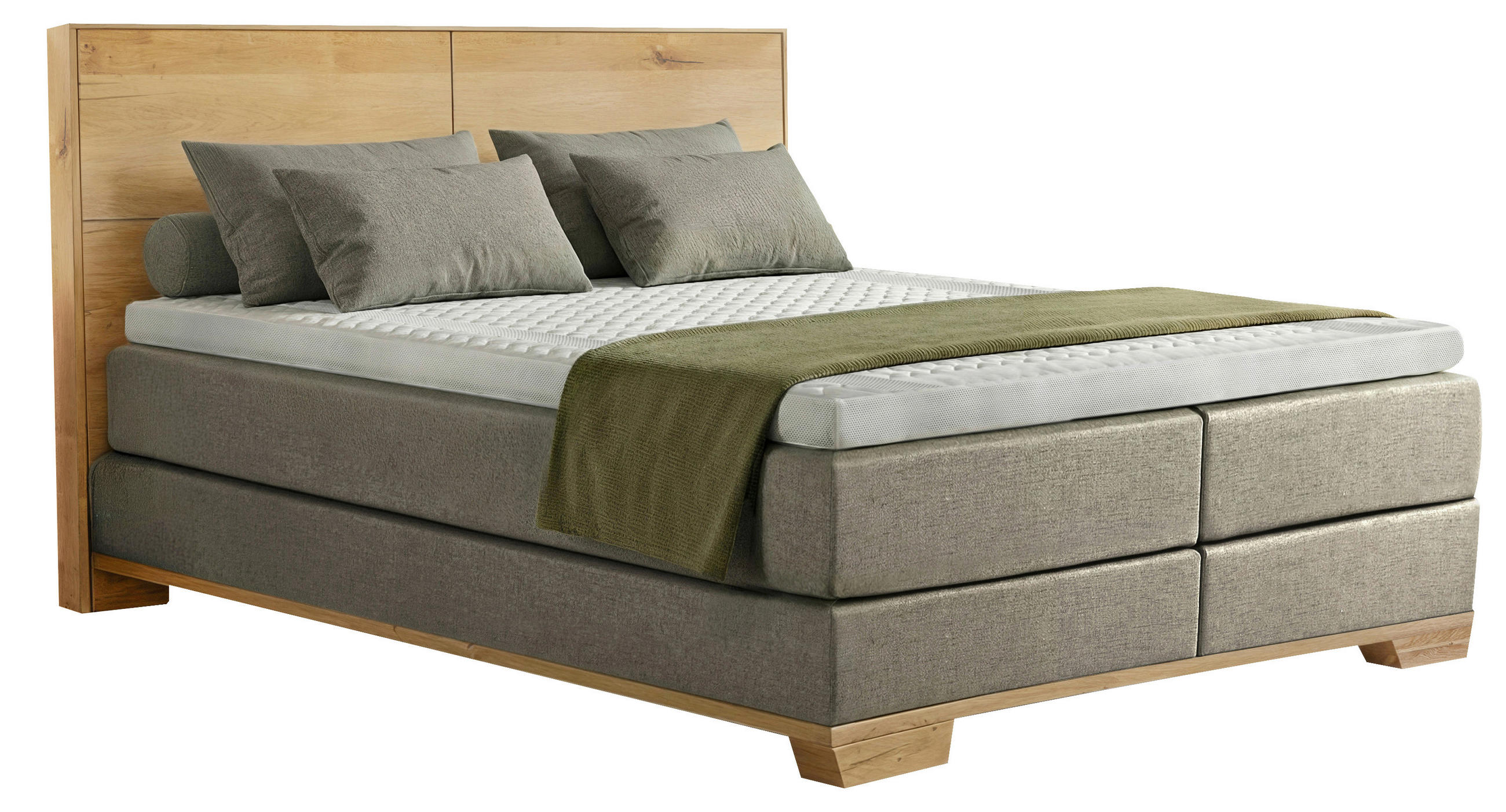 BOXSPRINGBETT 180/200 cm  in Zirbelkieferfarben, Beige  - Zirbelkieferfarben/Beige, Natur, Holz/Textil (180/200cm) - Valnatura