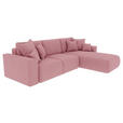 ECKSOFA Rosa Velours  - Chromfarben/Rosa, KONVENTIONELL, Kunststoff/Textil (293/195cm) - Carryhome