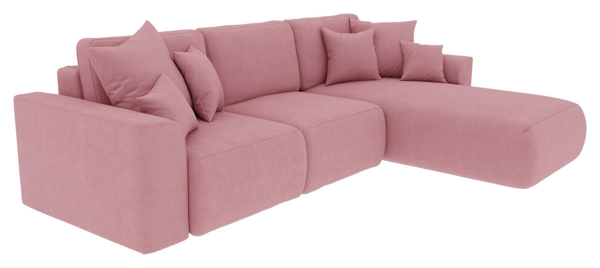 ECKSOFA Rosa Velours  - Chromfarben/Rosa, KONVENTIONELL, Kunststoff/Textil (293/195cm) - Carryhome