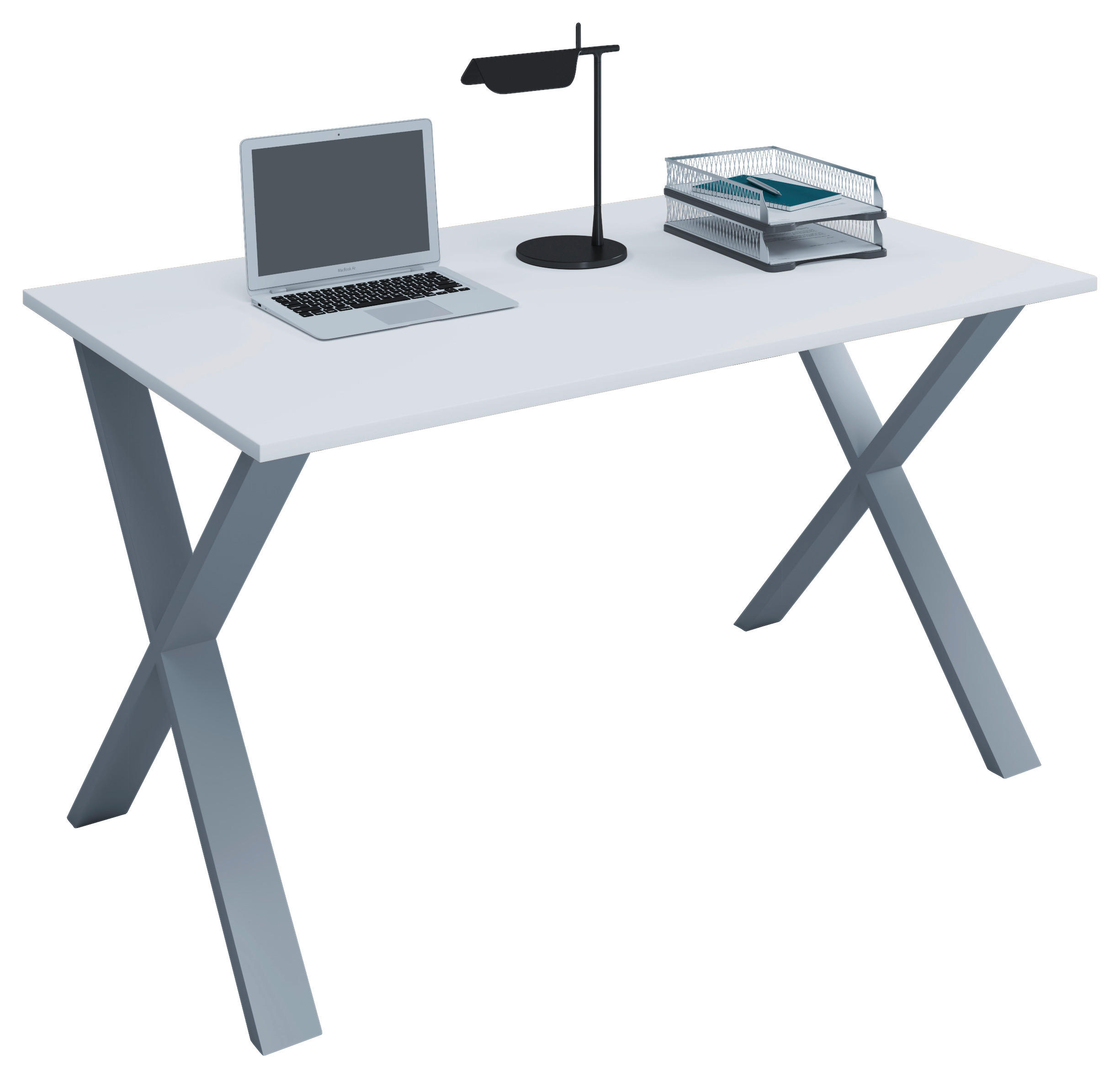 SCHREIBTISCH 140/80/76 cm Silberfarben, Weiss  - Weiss/Silberfarben, Modern, Holzwerkstoff/Metall (140/80/76cm) - MID.YOU