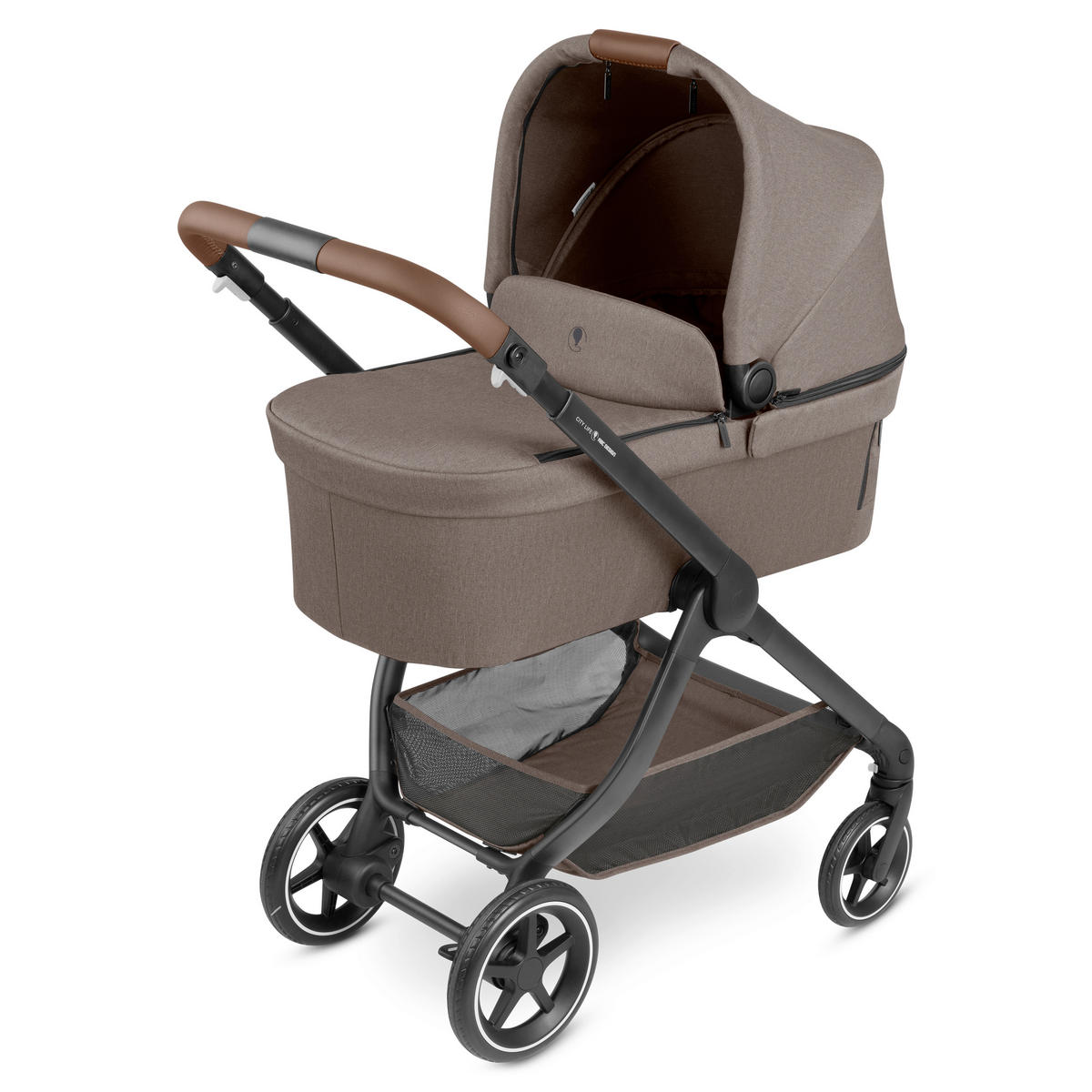 KINDERWAGENSET  City Life All in One Set  Nature  - Graubraun/Schwarz, Basics, Textil/Metall (82/52/107,5cm) - ABC Design